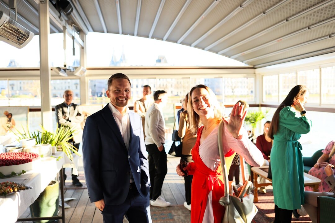 Danish business professionals networking at a business event