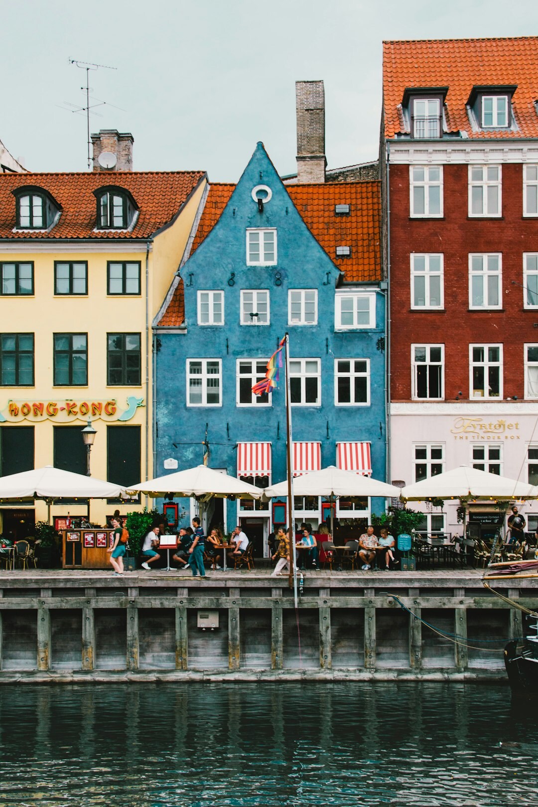 Colorful waterfront houses at Nyhavn harbor in Copenhagen