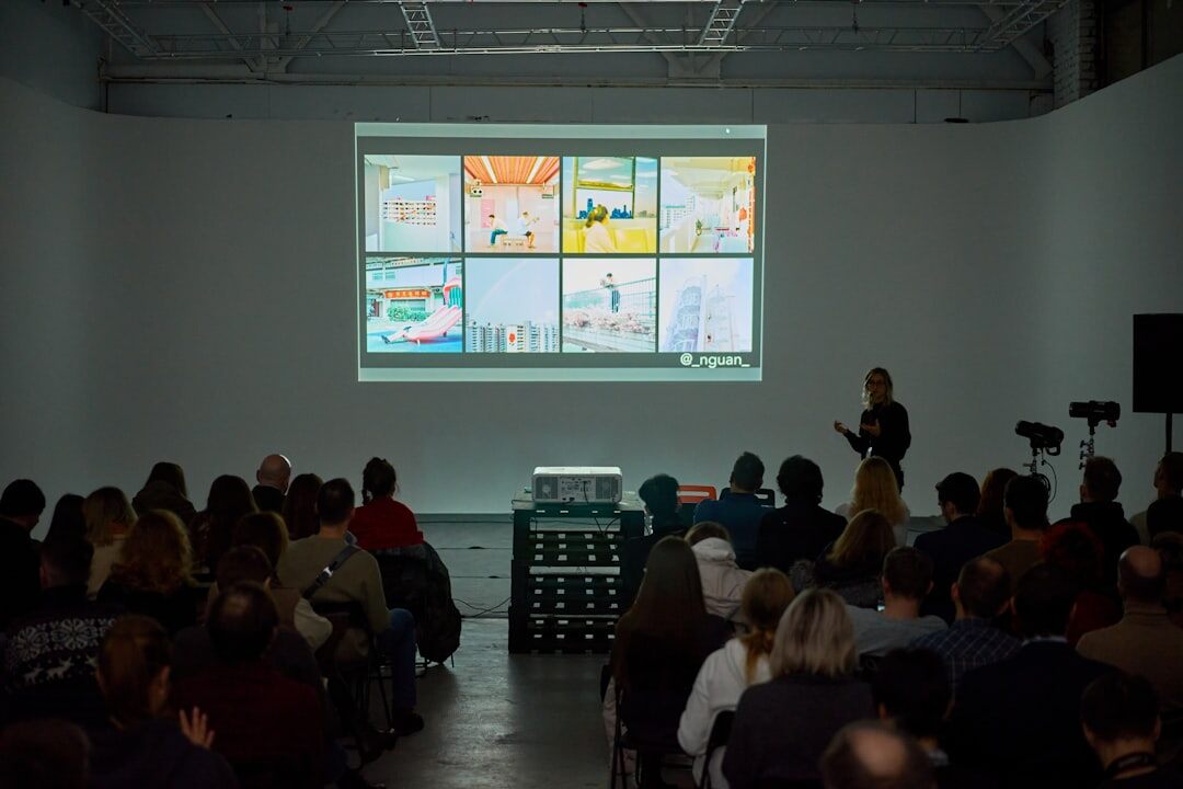 Speaker presenting to an audience at a tech startup meetup